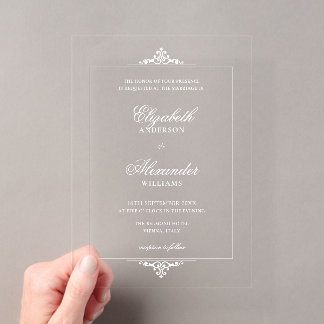 Vintage Frame Ivory Old Money Transparent Wedding Acrylic Invitations