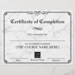 Vintage Frame Marble Certificate of Completion