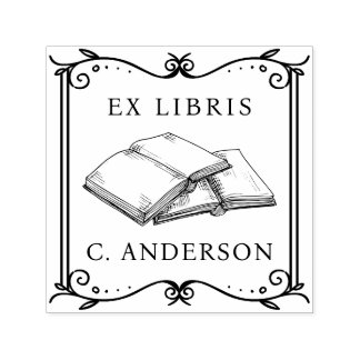 Vintage Frame Personal Library Ex Libris Book Page Self-inking Stamp