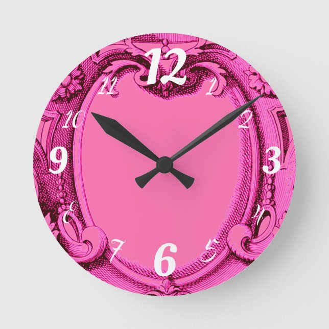 Vintage Frame Pink Wall Clock (Front)