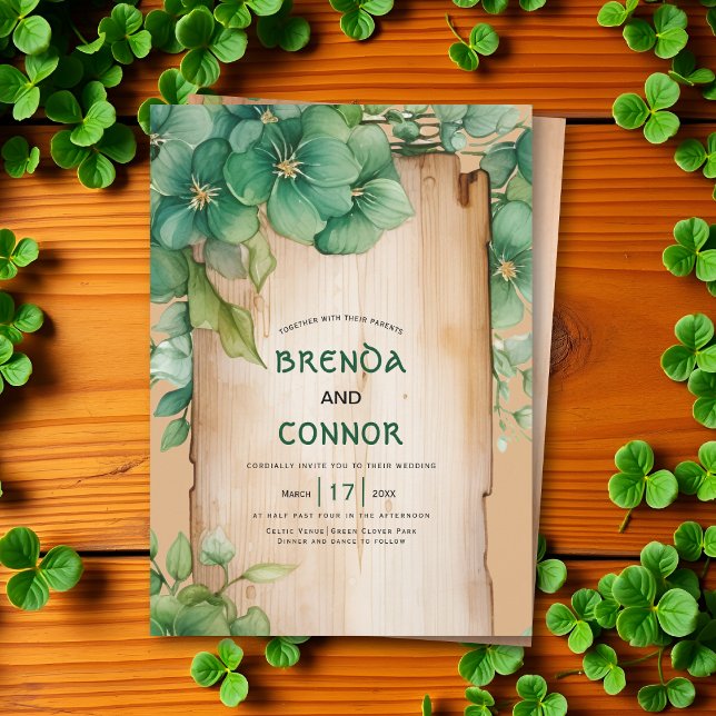 Vintage frame QR code St Patrick's Day wedding Invitation (Creator Uploaded)