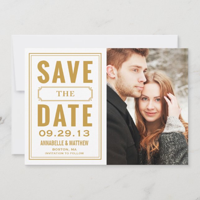 Vintage Frame Save the Date Announcement (Front)