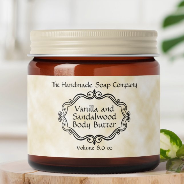 Vintage Frame Tan Parchment Cosmetics Jar Label (Creator Uploaded)