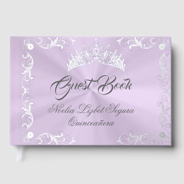 Vintage Frame & Tiara - Pastel Lavender Guest Book (Front)