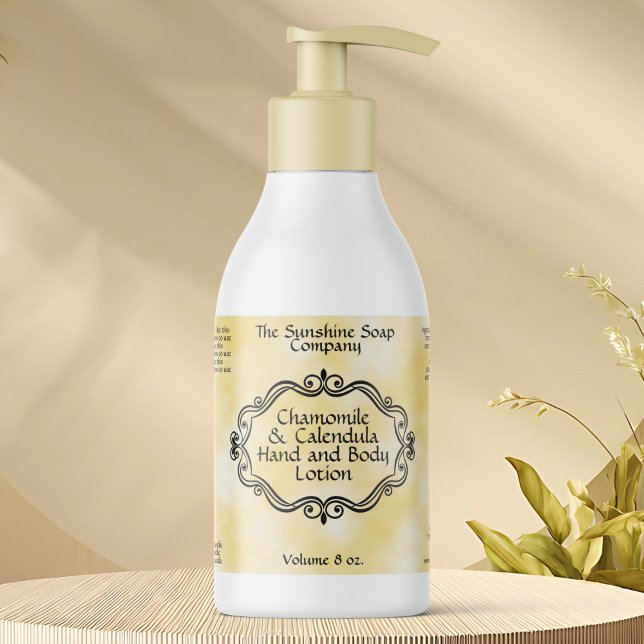 Vintage Frame Yellow Parchment Cosmetics Bottle Rectangular Sticker (Creator Uploaded)