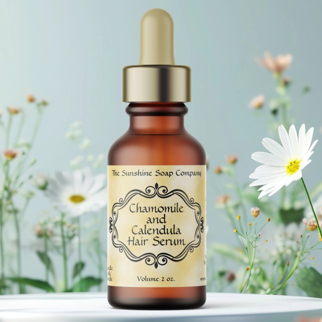 Vintage frame yellow parchment dropper bottle label (Creator Uploaded)