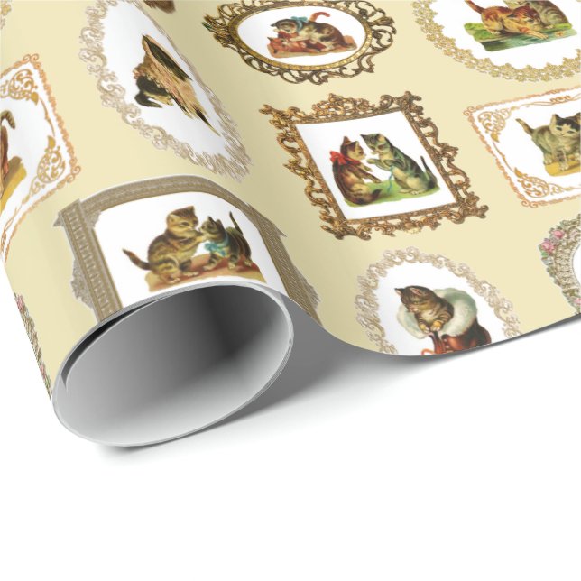 Vintage Framed Cats Wrapping Paper (Roll Corner)