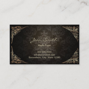 Vintage Framed Dark Damask Math Tutor Business Card