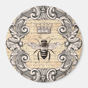Vintage Framed Queen Bee on Sheet Music Magnet