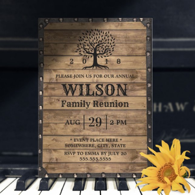 Vintage Framed Rustic Family Tree Family Reunion Invitation (Creator Uploaded)