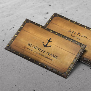 Vintage Framed Wood Old Anchor Nautical Business Card