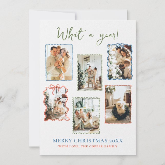 Vintage Frames Family Photo Collage Christmas Card (Front)