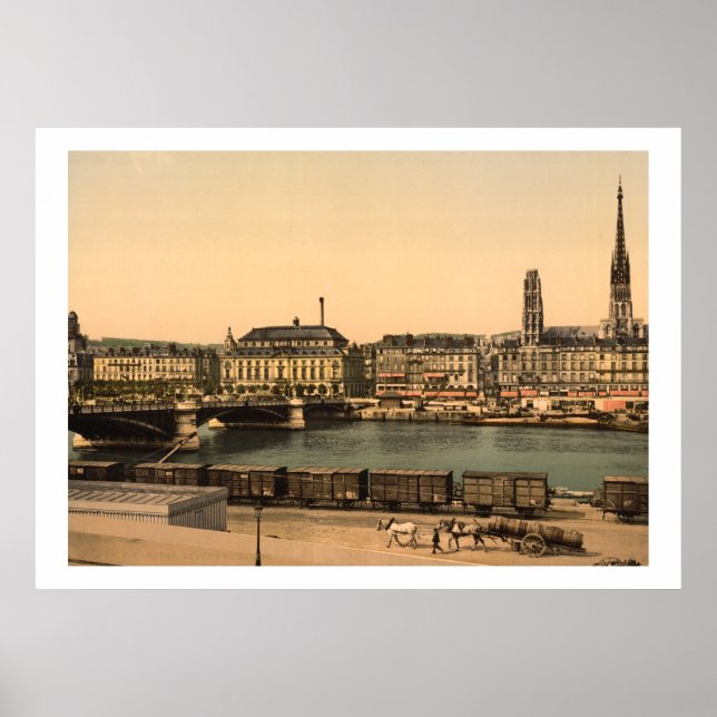 Vintage France, Boieldieu Bridge, Rouen Poster (Front)