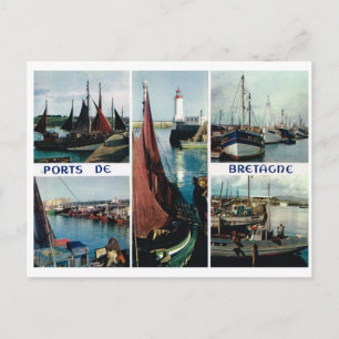 Vintage France, Bretagne, Fishing Ports Postcard