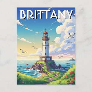 Vintage France Brittany Lighthouse Postcard