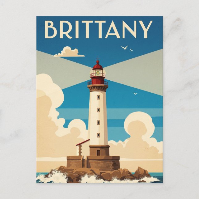 Vintage France Brittany Lighthouse Postcard (Front)