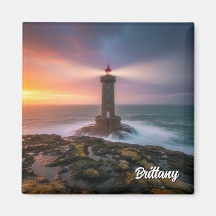 Vintage France Brittany Lighthouse Postcard Magnet