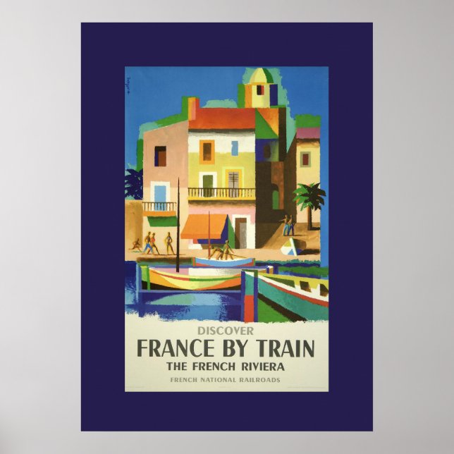 Vintage France by Train Travel Poster (Front)