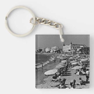 Vintage France Cannes the beach Key Ring