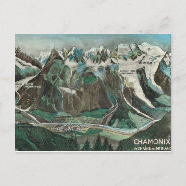 Vintage France, Chamonix, Mont Blanc Postcard (Front)
