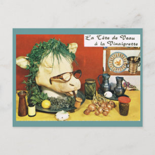 Vintage France, food, Le tete de Vaux Postcard