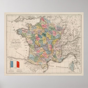Vintage France Map (1842) Poster