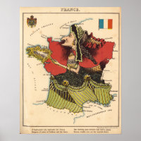 Vintage France Map Poster
