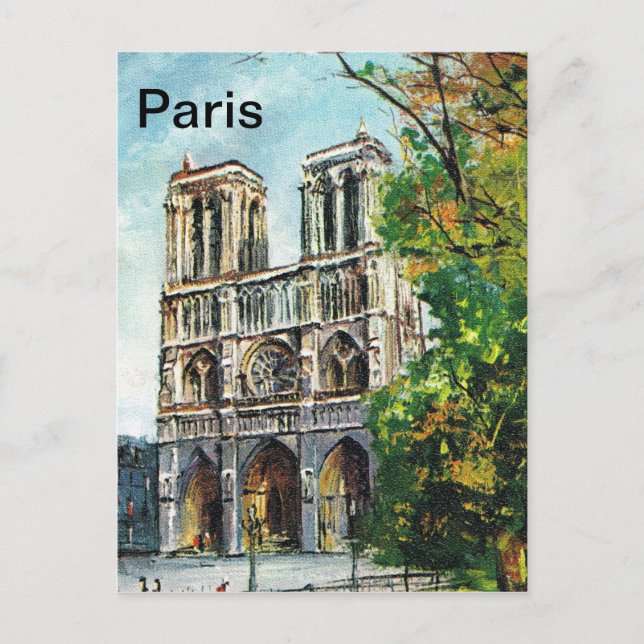 Vintage France, Notre Dame de Paris Postcard (Front)