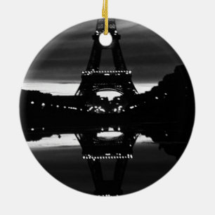 Vintage France Paris Eiffel tower reflection Ceramic Ornament