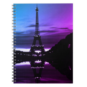 Vintage France Paris Eiffel tower reflection Notebook