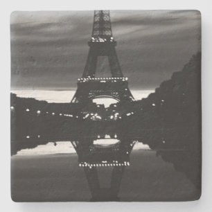 Vintage France Paris Eiffel tower reflection Stone Coaster