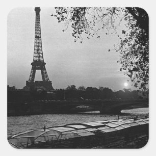 Vintage France Paris Eiffel tower sunset Square Sticker