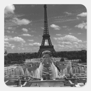 Vintage France Paris Fontain Chaillot Tower Eiffel Square Sticker