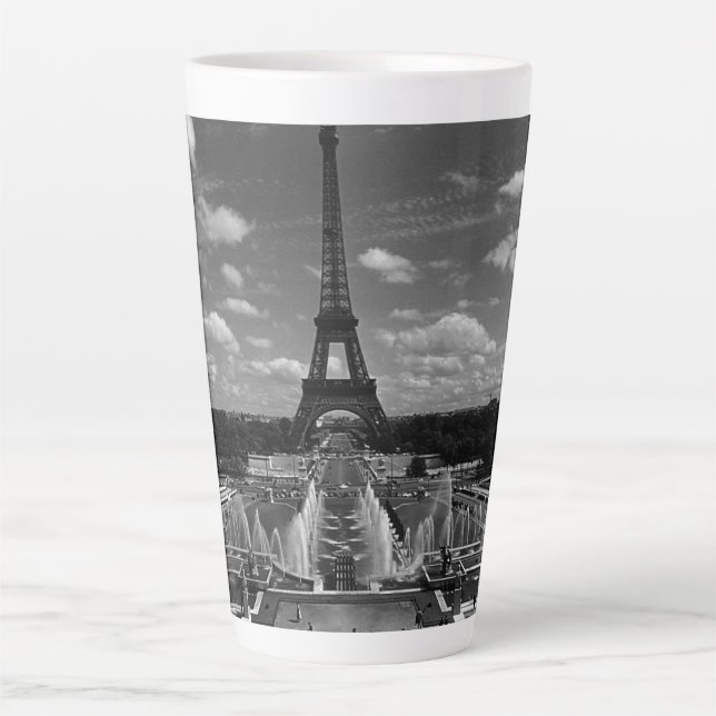 Vintage France Paris Fontains Tower Eiffel Latte Mug (Front)