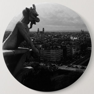 Vintage France Paris Notre Dame Cathedral devil 6 Cm Round Badge