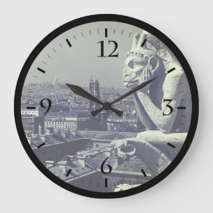 Vintage France Paris Notre Dame Cathedral thinker Large Clock