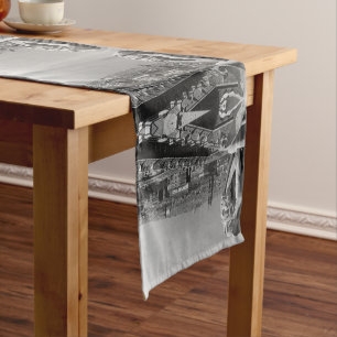 Vintage France Paris Notre Dame Cathedral thinker Short Table Runner