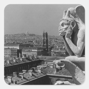 Vintage France Paris Notre Dame Cathedral thinker Square Sticker