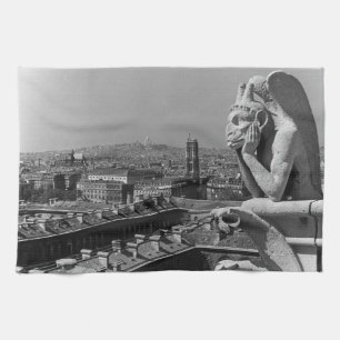 Vintage France Paris Notre Dame Cathedral thinker Tea Towel