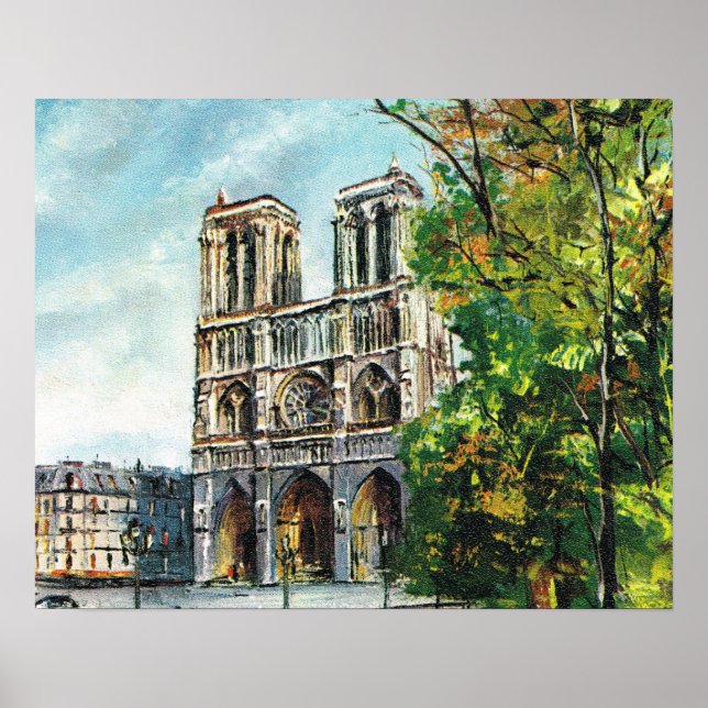 VIntage France, Paris, Notre Dame Poster (Front)