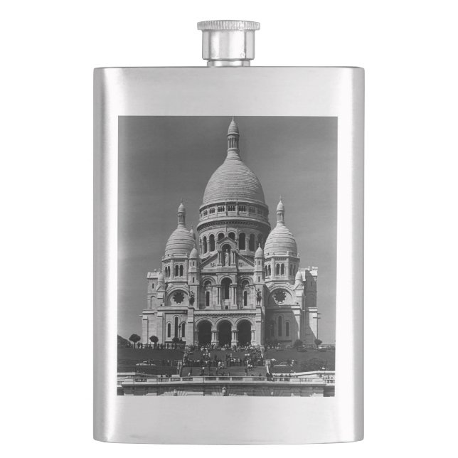 Vintage France Paris Sacre Coeur Basilica Hip Flask (Front)