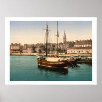 Vintage France, Ships in Saint Malo Harbour