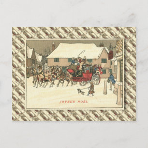 Vintage France, Stage coach in the village Postcard