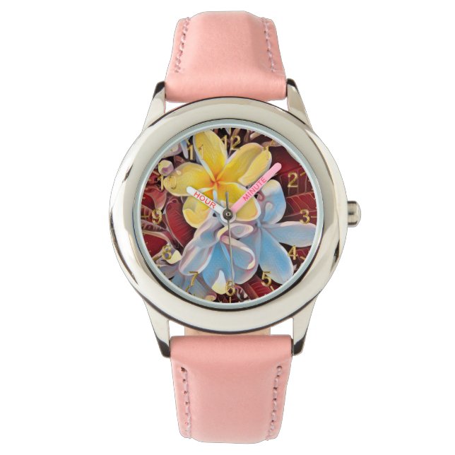Vintage Frangipani Tree Pop Art, Girls Watch (Front)