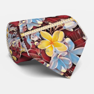 Vintage Frangipani Tree Pop Art, Neck Tie