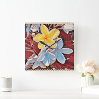 Vintage Frangipani Tree Pop Art, Wall Clock