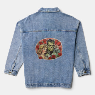 Vintage Frankenstein Horror Valentine's Day Denim Jacket