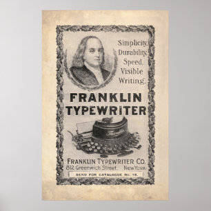 Vintage Franklin Typewriter Ad from 1899 Poster