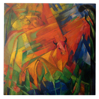 Vintage Franz Marc Animals in a Landscape Ceramic Tile