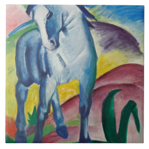 Vintage Franz Marc Blue Horses Ceramic Tile